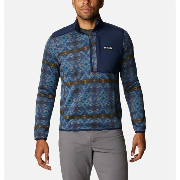Columbia Southwestern  Geometric 1/2 Zip Sweater Mens Large - Picture 1 of 7